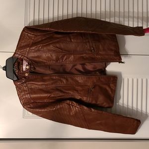 Xhiliration brown faux leather moto jacket